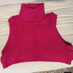 Cropped Pink Turtleneck Sweater